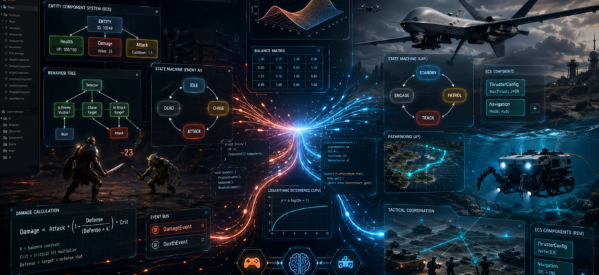 программирование боевой системы схема логики боя ai алгоритмы combat system